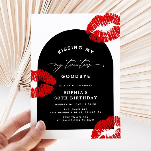 Modern Typography Kissing My Twenties Goodbye Kaart