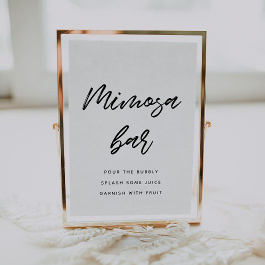 Modern typography Mimosa bar wedding sign Poster