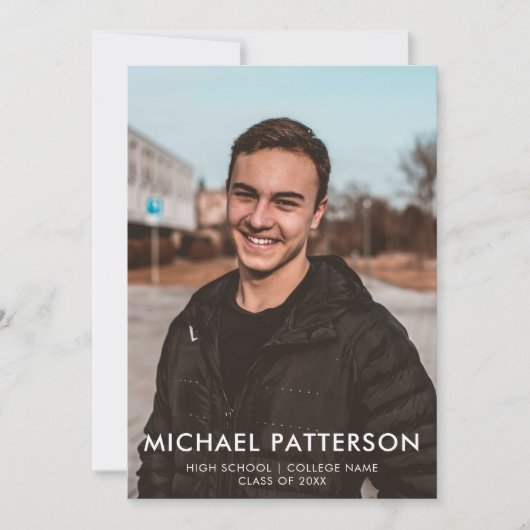 Modern Typography Minimalist Photo Afstuderen Aankondiging (Voorkant)