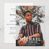 Modern Typography Minimalist Photo Afstuderen Aankondiging (Voorkant / Achterkant)