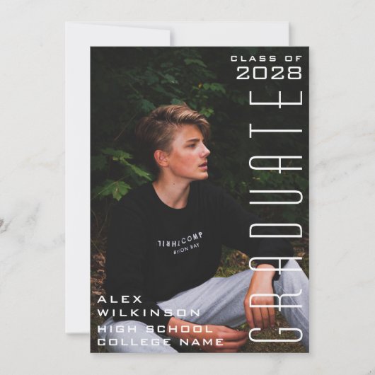 Modern Typography Minimalist Photo Afstuderen Aankondiging (Voorkant)