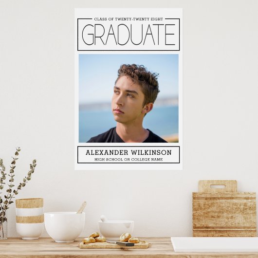 Modern Typography Minimalist Photo Afstuderen Poster (Keuken)