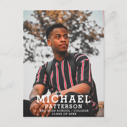 Modern Typography Minimalist Photo Afstuderen Uitnodiging Briefkaart (Voorkant)