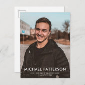 Modern Typography Minimalist Photo Afstuderen Uitnodiging Briefkaart (Voorkant / Achterkant)