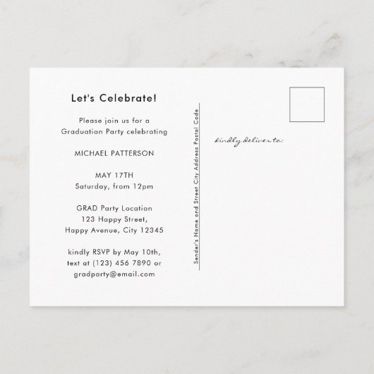 Modern Typography Minimalist Photo Afstuderen Uitnodiging Briefkaart (Achterkant)