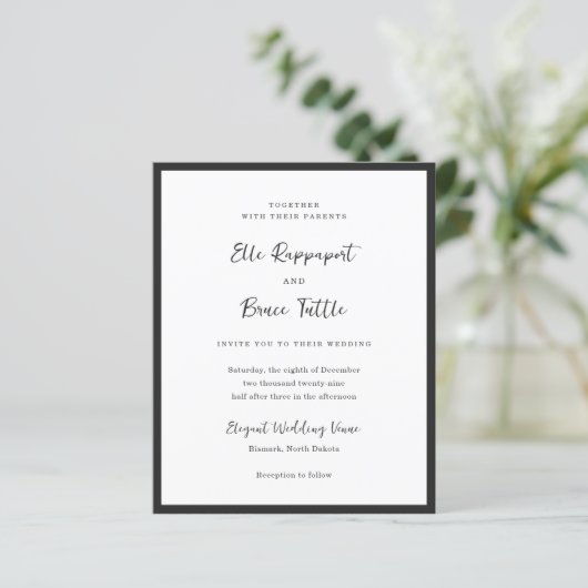 Modern Typography Minimalist Wedding Invitation (Staand voorkant)