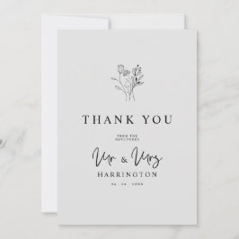 Modern Typography MR & MRS Floral Bouquet Photo  Bedankkaart