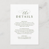 Modern Typography Olive Green Wedding Details Informatiekaartje (Voorkant)