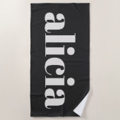 Modern Typography Personalized Name Black White Strandlaken (Voorkant)