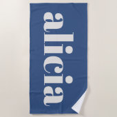 Modern Typography Personalized Name Summer Blue Strandlaken (Voorkant)