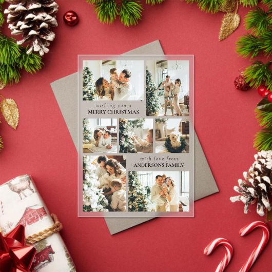 Modern Typography Photo Collage Christmas Card Acryl Uitnodigingen (Insity (Feestdagen))