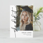 Modern Typography Photo Graduation Kaart (Staand voorkant)