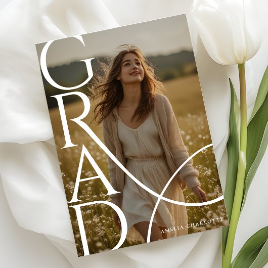 Modern Typography Photo Overlay Graduation Party Kaart