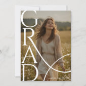 Modern Typography Photo Overlay Graduation Party Kaart (Voorkant)