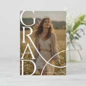 Modern Typography Photo Overlay Graduation Party Kaart (Staand voorkant)