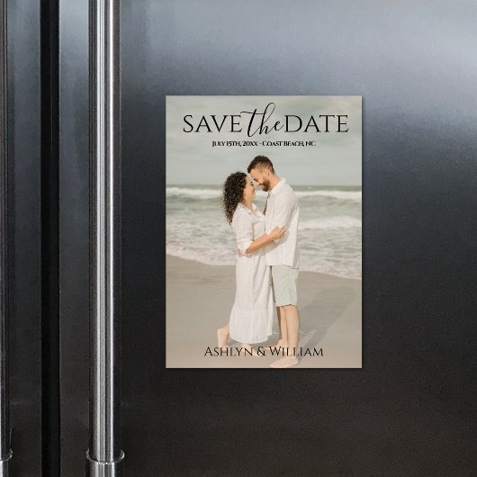 Modern Typography Photo Save the Date Magnet Card