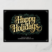 Modern Typography Professional Small Business Logo Folie Feestdagenkaart (Voorkant)