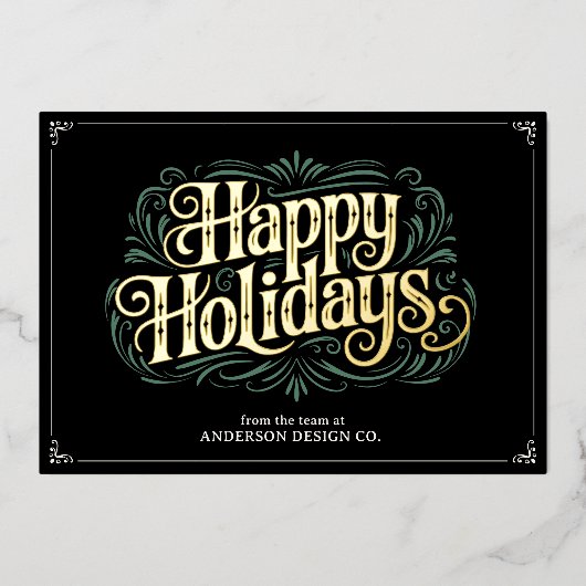 Modern Typography Professional Small Business Logo Folie Feestdagenkaart (Voorkant)