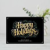 Modern Typography Professional Small Business Logo Folie Feestdagenkaart (Staand Voorkant)