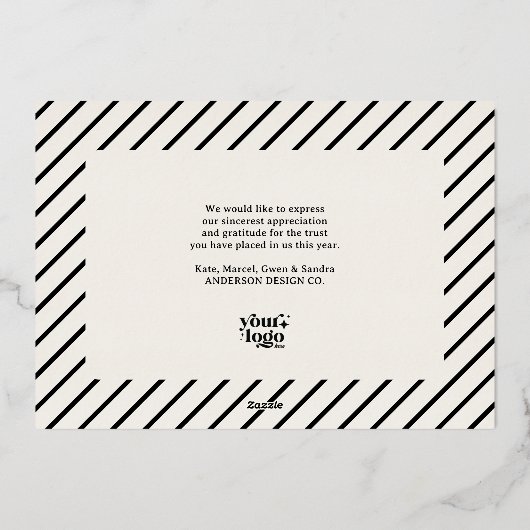 Modern Typography Professional Small Business Logo Folie Feestdagenkaart (Achterkant)