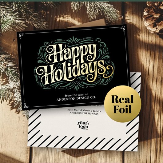 Modern Typography Professional Small Business Logo Folie Feestdagenkaart