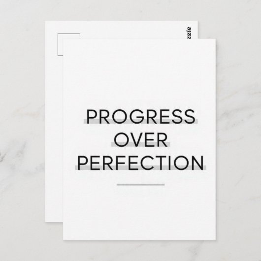 Modern typography progress over perfection text briefkaart (Voorkant / Achterkant)
