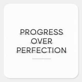 Modern typography progress over perfection text vierkante sticker