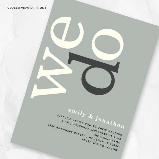 Modern Typography Sage Ivory Wedding Kaart