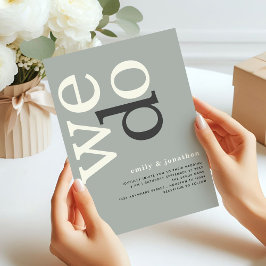 Modern Typography Sage Ivory Wedding Kaart