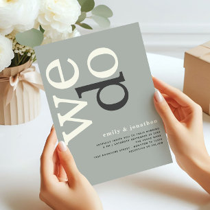 Modern Typography Sage Ivory Wedding Kaart