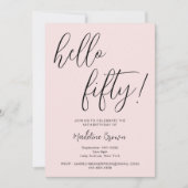 Modern Typography Script Blush Pink 50ste verjaard Kaart (Voorkant)