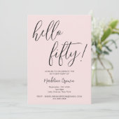 Modern Typography Script Blush Pink 50ste verjaard Kaart (Staand voorkant)