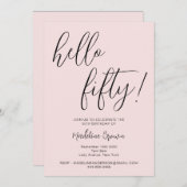 Modern Typography Script Blush Pink 50ste verjaard Kaart (Voorkant / Achterkant)