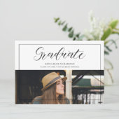 Modern Typography Script Photo Graduate Graduation Kaart (Staand voorkant)