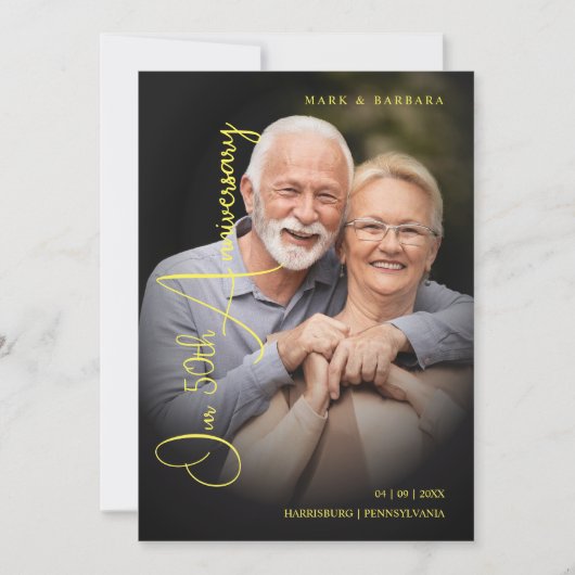 Modern Typography Script Photo Wedding Anniversary Save The Date (Voorkant)