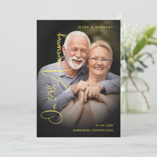 Modern Typography Script Photo Wedding Anniversary Save The Date (Staand voorkant)