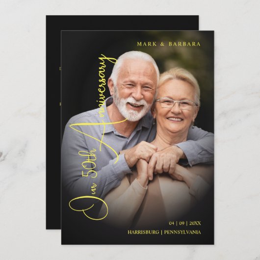 Modern Typography Script Photo Wedding Anniversary Save The Date (Voorkant / Achterkant)