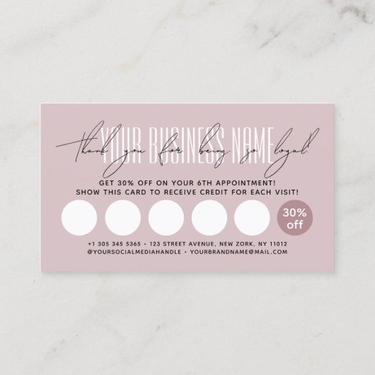 Modern typography script reward klantenkaartje (Achterkant)