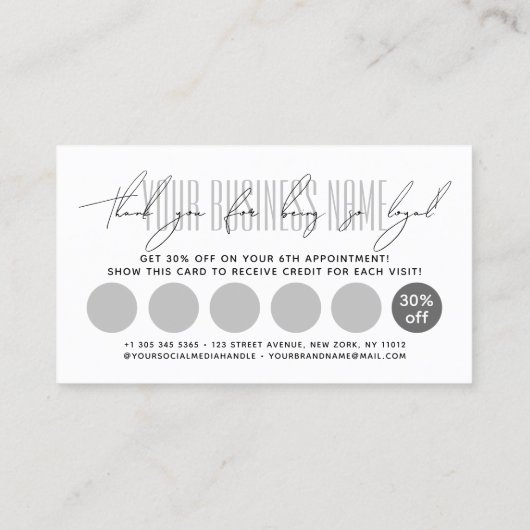 Modern typography script reward  klantenkaartje (Achterkant)