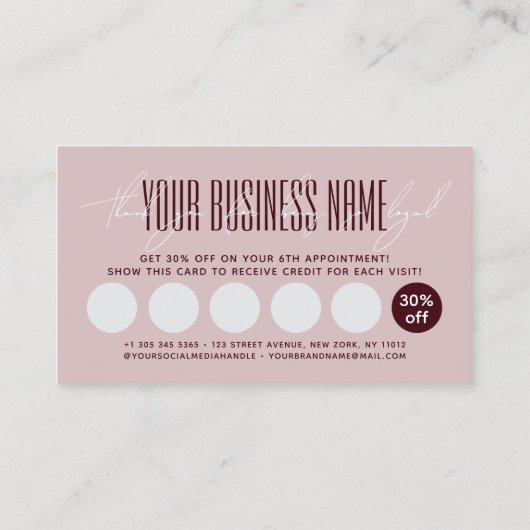 Modern typography script reward  klantenkaartje (Achterkant)