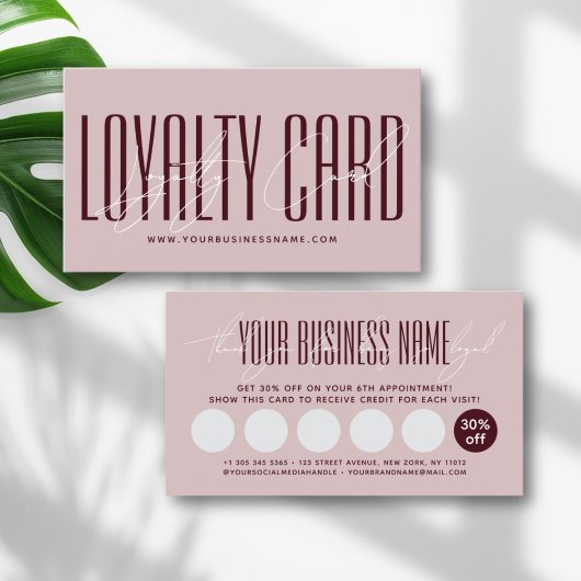 Modern typography script reward  klantenkaartje