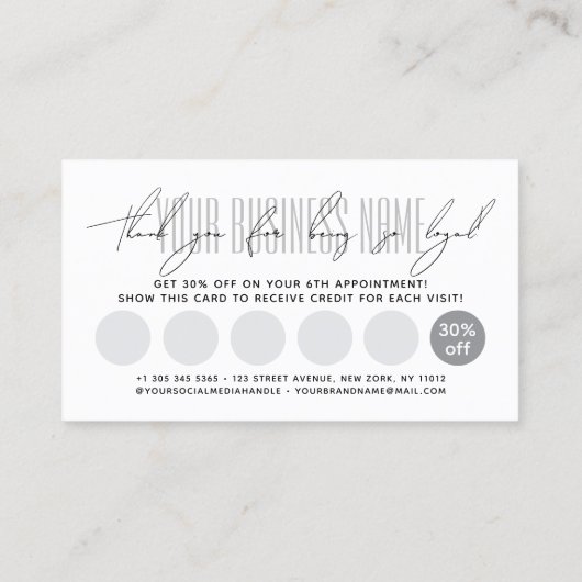 Modern typography script reward  klantenkaartje (Achterkant)