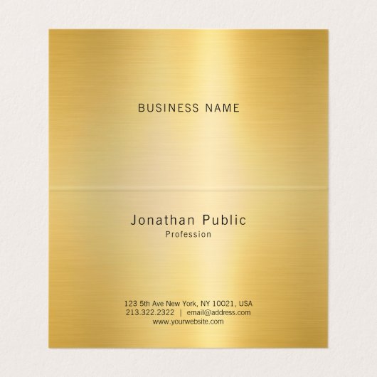 Modern Typography Script Template Elegant Gold Visitekaartje (Binnenkant ongevouwen)