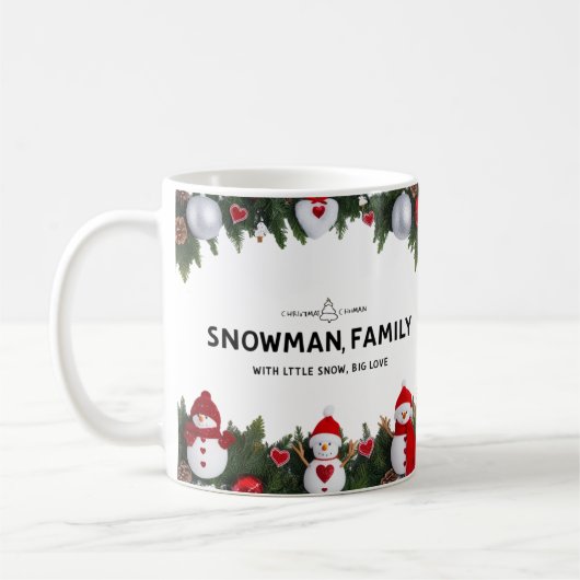 Modern Typography Snowman Family Classic Koffiemok (Links)