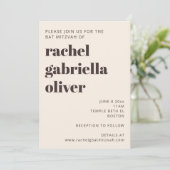 Modern Typography Warm Cream Brown Bat Mitzvah Kaart (Staand voorkant)