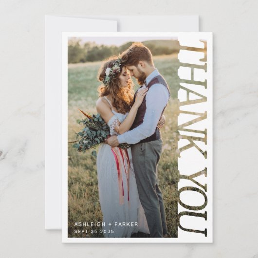 Modern Typography Wedding Thank You 2 Photo   Bedankkaart (Voorkant)