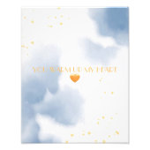 Modern U WARM UP MY HEART Quote Blauw Goud Foto Afdruk (Voorkant)