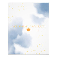 Modern U WARM UP MY HEART Quote Blauw Goud
