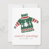 Modern Ugly Red en Green Knits Sweater Feestdagenkaart (Voorkant)