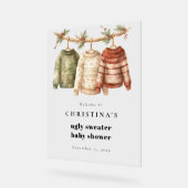 Modern Ugly Sweater Baby shower Welkom Acryl Bord (Hoek)